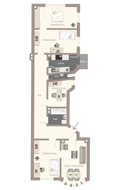 Grundrisszeichnung einer Wohnung in Nürnberg