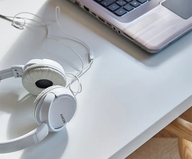 Close-Up des Schreibtisches